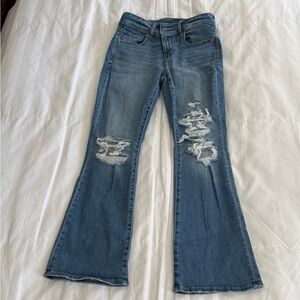 American Eagle Outfitters Blue Distressed Flare Jeans